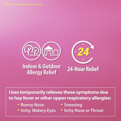 HealthA2Z Fexofenadine Hydrochloride 180mg, Antihistamine for Allergy Relief, 24-Hour Antihistamine for Allergy Relief (120 Count (Pack of 1)) - dailyvitalstore