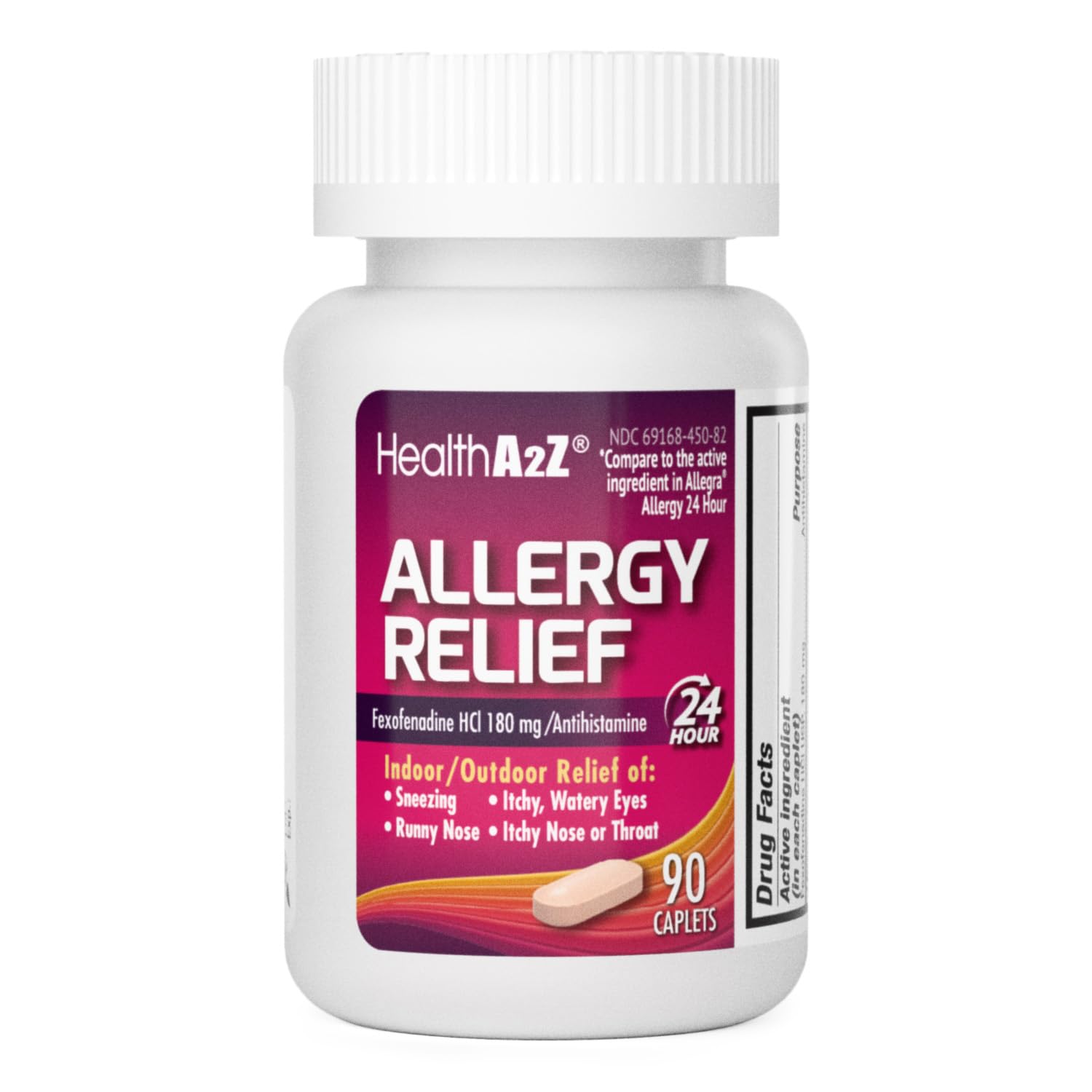 HealthA2Z Fexofenadine Hydrochloride 180mg, Antihistamine for Allergy Relief, 24-Hour Antihistamine for Allergy Relief (90 Counts) - dailyvitalstore