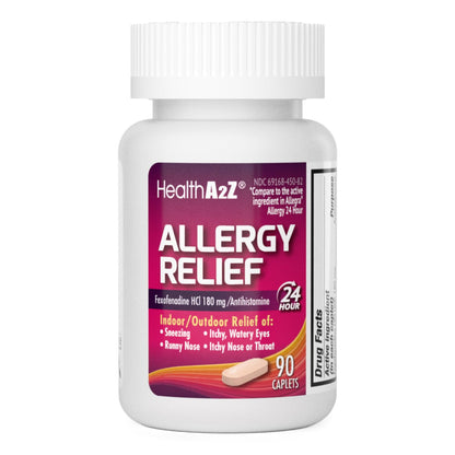 HealthA2Z Fexofenadine Hydrochloride 180mg, Antihistamine for Allergy Relief, 24-Hour Antihistamine for Allergy Relief (90 Counts) - dailyvitalstore