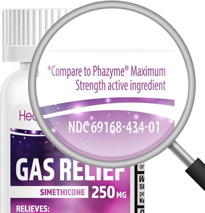 HealthA2Z® Gas Relief Simethicone 250mg, Fast Gas & Bloating Relief, Relieve Symptoms Naturally, 100 Softgels (Pack of 1) - dailyvitalstore