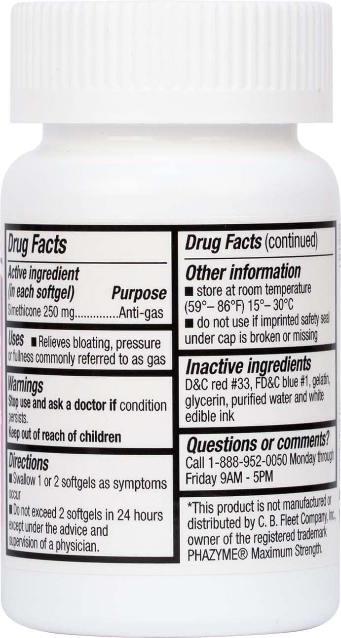 HealthA2Z® Gas Relief Simethicone 250mg, Fast Gas & Bloating Relief, Relieve Symptoms Naturally, 100 Softgels (Pack of 1) - dailyvitalstore