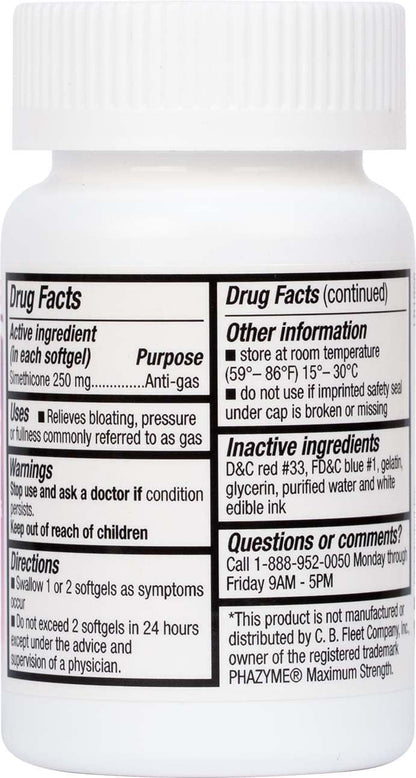 HealthA2Z® Gas Relief Simethicone 250mg, Fast Gas & Bloating Relief, Relieve Symptoms Naturally, 100 Softgels (Pack of 1) - dailyvitalstore