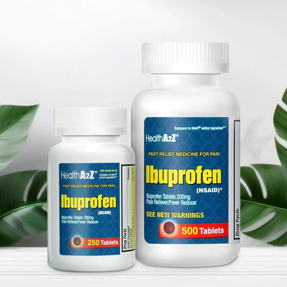 HealthA2Z Ibuprofen 200mg Tablets | Pain Reliever & Fever Reducer | 750 Total Tablets (250 Counts + 500 Counts) | Pain Relief for Headache, Muscle Pain, Joint Pain & Inflammation - dailyvitalstore
