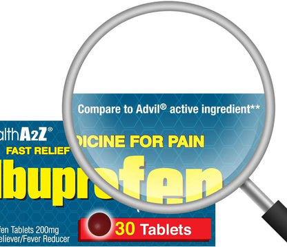 HealthA2Z® Ibuprofen Caplets 200mg | Pain Reliever & Fever Reducer | 24 Packs of 30 Tablets (720 Tablets Total) | Value Pack | NSAID - dailyvitalstore