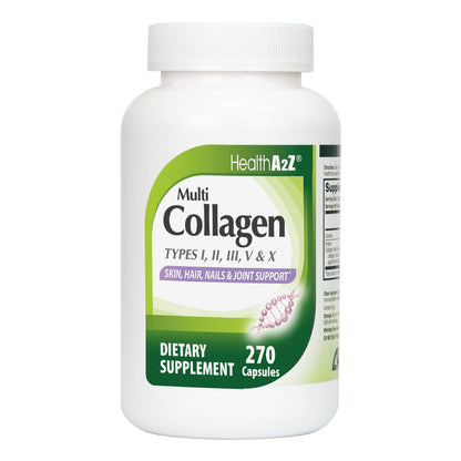 HealthA2Z® Multi Collagen Pills | 1735 mg | 270 Collagen Capsules | Types I, II, III, V & X | for Healthy Skin, Hair, Nails & Joint Support - dailyvitalstore