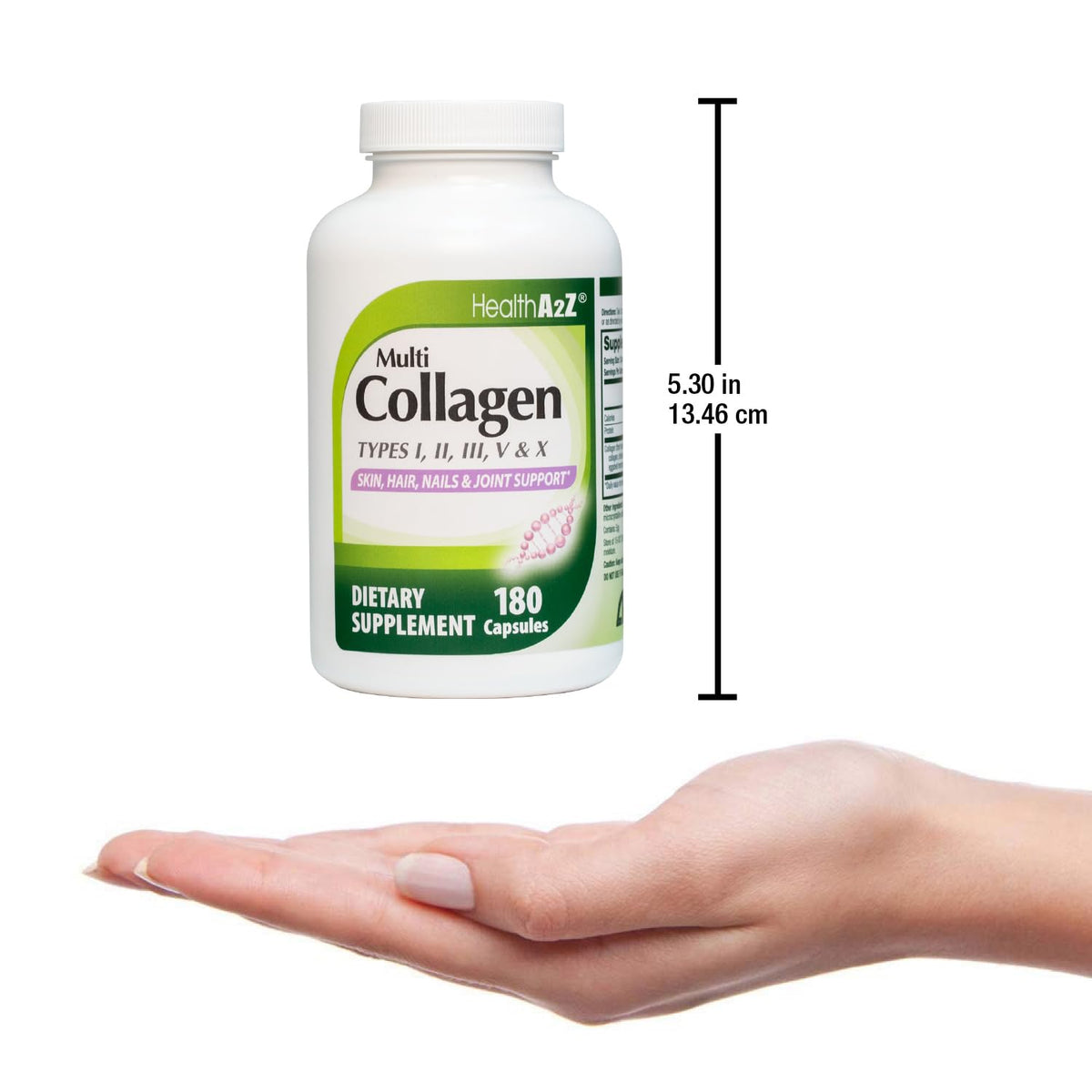 HealthA2Z Multi Collagen pills 1735mg -180 collagen capsules (60 servings) - Types I, II, III, V & X for Healthy Skin, Hair, Nails & Joint Support - dailyvitalstore