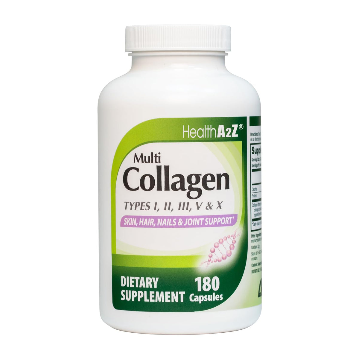 HealthA2Z Multi Collagen pills 1735mg -180 collagen capsules (60 servings) - Types I, II, III, V & X for Healthy Skin, Hair, Nails & Joint Support - dailyvitalstore