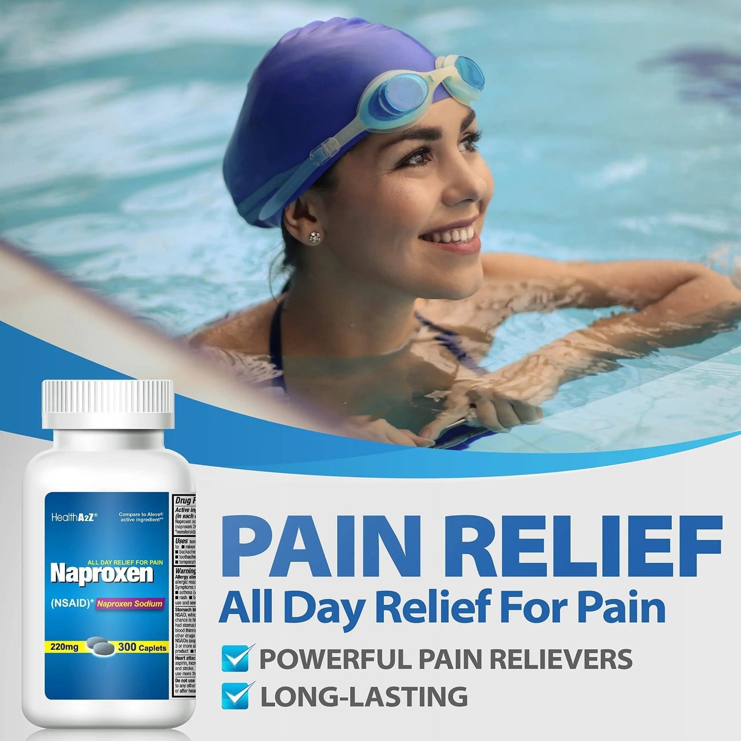 HealthA2Z® Naproxen Sodium 220mg | 300 Caplets | NSAID | Pain Reliever & Fever Reducer - dailyvitalstore
