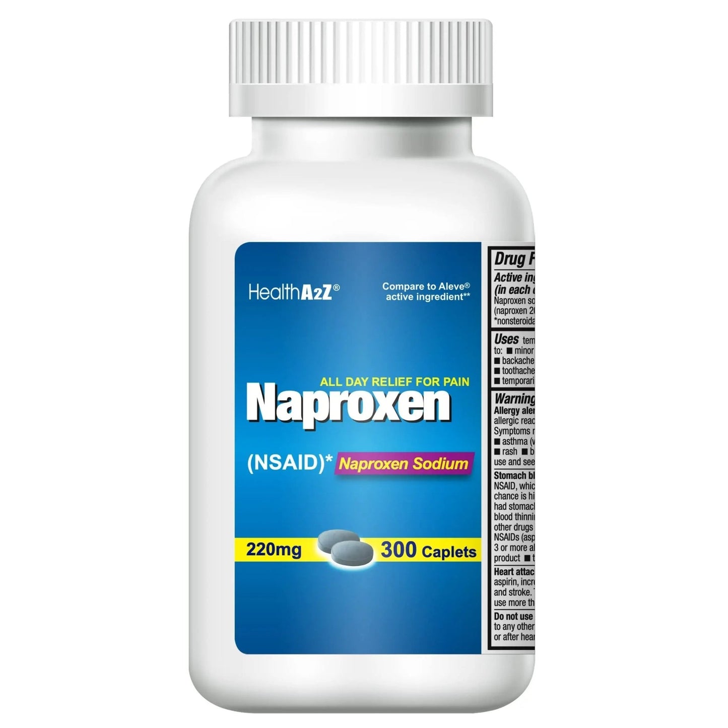 HealthA2Z® Naproxen Sodium 220mg | 300 Caplets | NSAID | Pain Reliever & Fever Reducer - dailyvitalstore