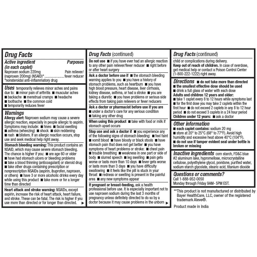 HealthA2Z® Naproxen Sodium 220mg | 300 Caplets | NSAID | Pain Reliever & Fever Reducer - dailyvitalstore