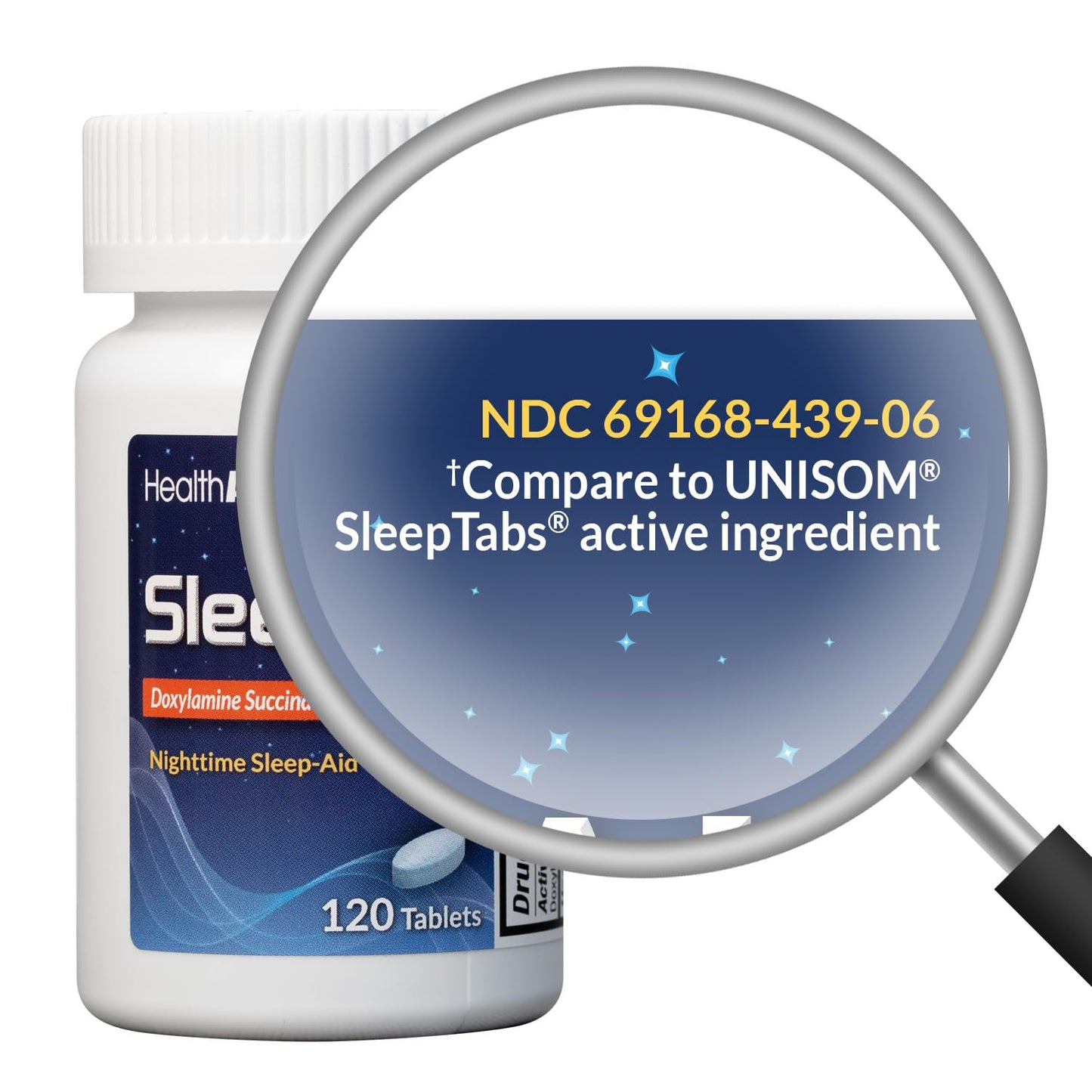 HealthA2Z® Nighttime Sleep-Aid, Doxylamine Succinate Tablets 25mg, 120 Counts (Pack of 1), Safe & Effective - dailyvitalstore