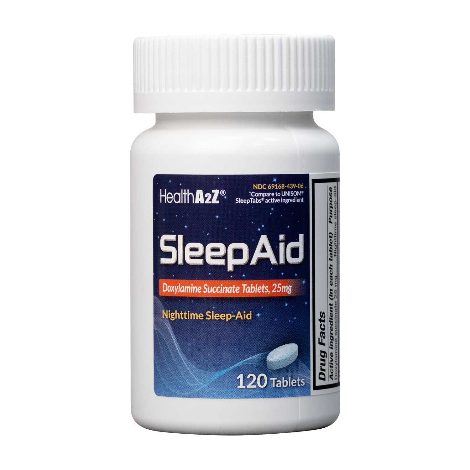 HealthA2Z® Nighttime Sleep-Aid, Doxylamine Succinate Tablets 25mg, 120 Counts (Pack of 1), Safe & Effective - dailyvitalstore