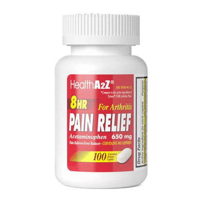 HealthA2Z® Pain Relief Extended Release | Acetaminophen 650mg | 8 Hours | Arthiritis Pain | Pain Reliever - Fever Reducer | Contains no Aspirin (100 Count) - dailyvitalstore