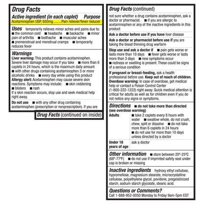 HealthA2Z® Pain Relief Extended Release | Acetaminophen 650mg | 8 Hours | Arthiritis Pain | Pain Reliever - Fever Reducer | Contains no Aspirin (100 Count) - dailyvitalstore