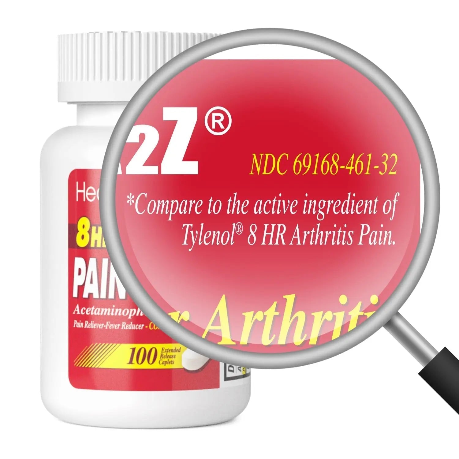 HealthA2Z® Pain Relief Extended Release | Acetaminophen 650mg | 8 Hours | Arthiritis Pain | Pain Reliever - Fever Reducer | Contains no Aspirin (100 Count) - dailyvitalstore