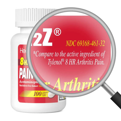 HealthA2Z® Pain Relief Extended Release | Acetaminophen 650mg | 8 Hours | Arthiritis Pain | Pain Reliever - Fever Reducer | Contains no Aspirin (100 Count) - dailyvitalstore