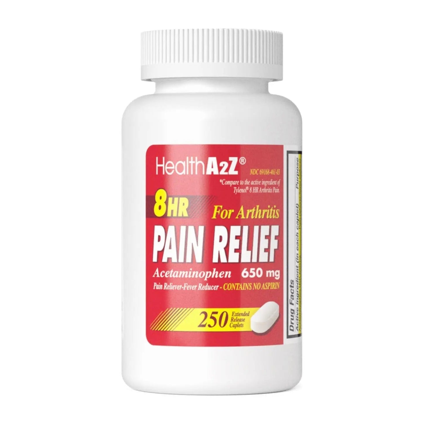 HealthA2Z® Pain Relief Extended Release | Acetaminophen 650mg | 8 Hours | Arthiritis Pain | Pain Reliever - Fever Reducer | Contains no Aspirin | (250 Caplets) - dailyvitalstore