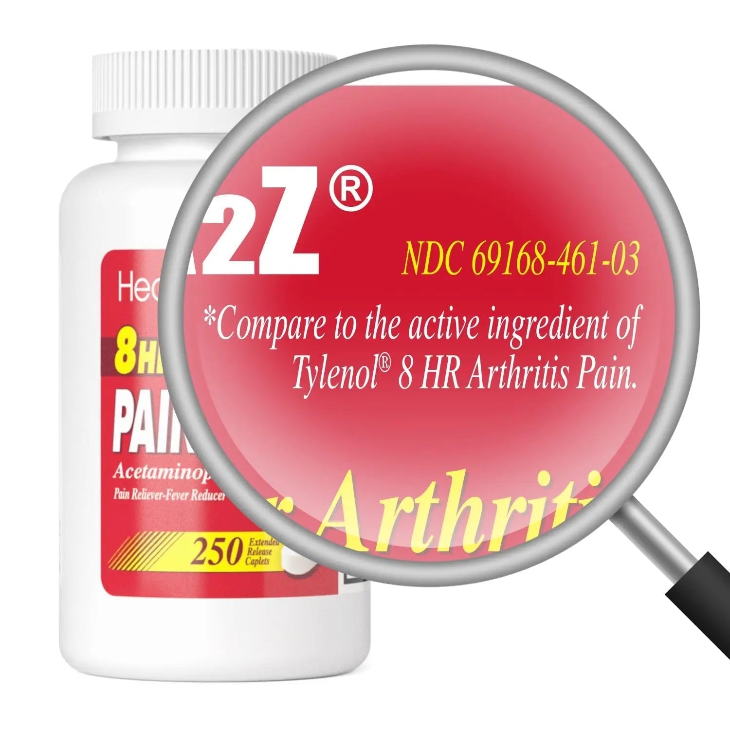 HealthA2Z® Pain Relief Extended Release | Acetaminophen 650mg | 8 Hours | Arthiritis Pain | Pain Reliever - Fever Reducer | Contains no Aspirin | (250 Caplets) - dailyvitalstore