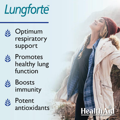 HealthAid LungForte 30 Tablets – Daily Antioxidant Lung Support with NAC, Resveratrol, Olive Leaf, Thyme & Vitamins A, C & D3 – Vegetarian, Non‑GMO - dailyvitalstore