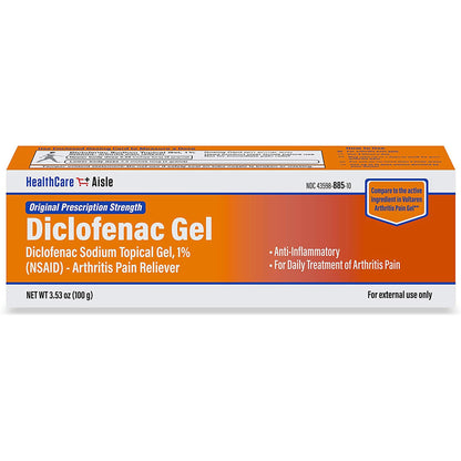 HealthCareAisle Diclofenac Gel, 1%, Arthritis Pain Relief - 100 g tube - Original Prescription Strength (NSAID) - dailyvitalstore