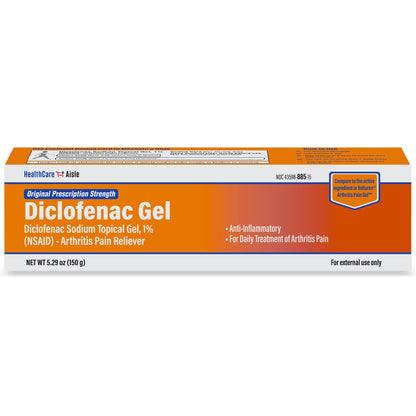 HealthCareAisle Diclofenac Gel, 1%, Arthritis Pain Relief - 150 g tube - Original Prescription Strength (NSAID) - dailyvitalstore