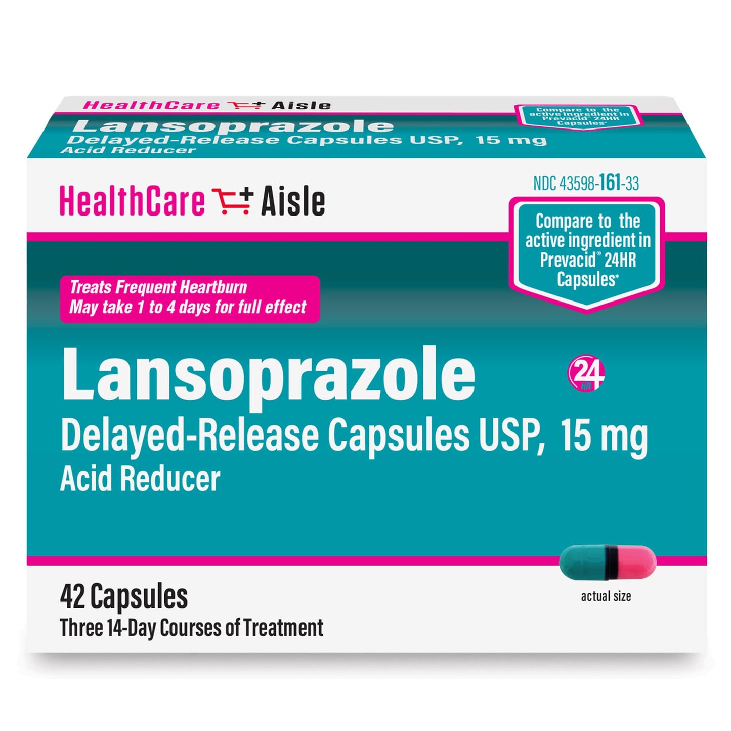 HealthCareAisle Lansoprazole 15 mg - 42 Delayed-Release Capsules - Acid Reducer, Treats Frequent Heartburn - dailyvitalstore