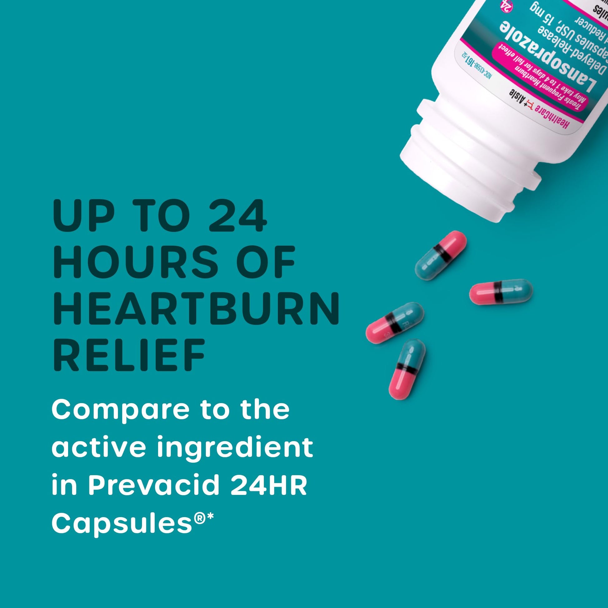 HealthCareAisle Lansoprazole 15 mg - 42 Delayed-Release Capsules - Acid Reducer, Treats Frequent Heartburn - dailyvitalstore