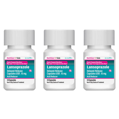 HealthCareAisle Lansoprazole 15 mg - 42 Delayed-Release Capsules - Acid Reducer, Treats Frequent Heartburn - dailyvitalstore