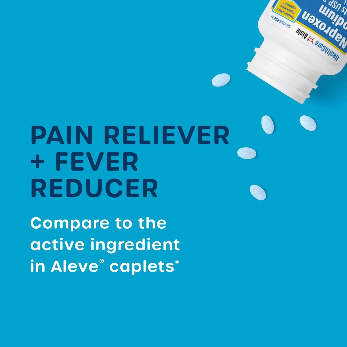 HealthCareAisle Naproxen Sodium, 220 mg - 200 caplets - Pain Reliever and Fever Reducer, Up to 12 Hours of Relief - dailyvitalstore