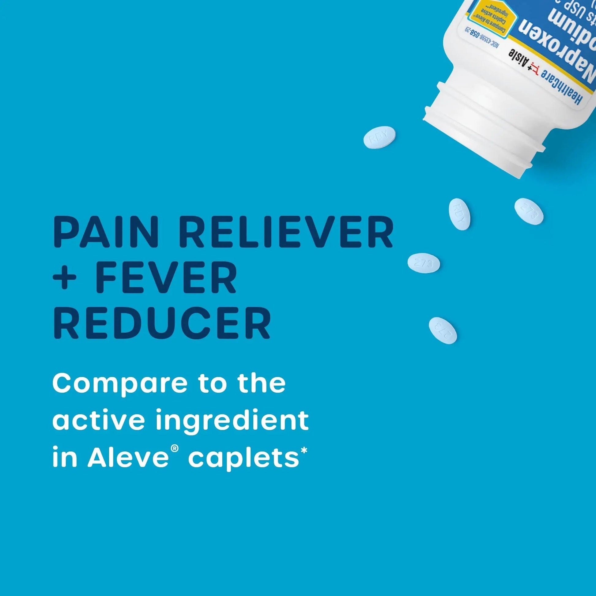 HealthCareAisle Naproxen Sodium, 220 mg - 200 caplets - Pain Reliever and Fever Reducer, Up to 12 Hours of Relief - dailyvitalstore