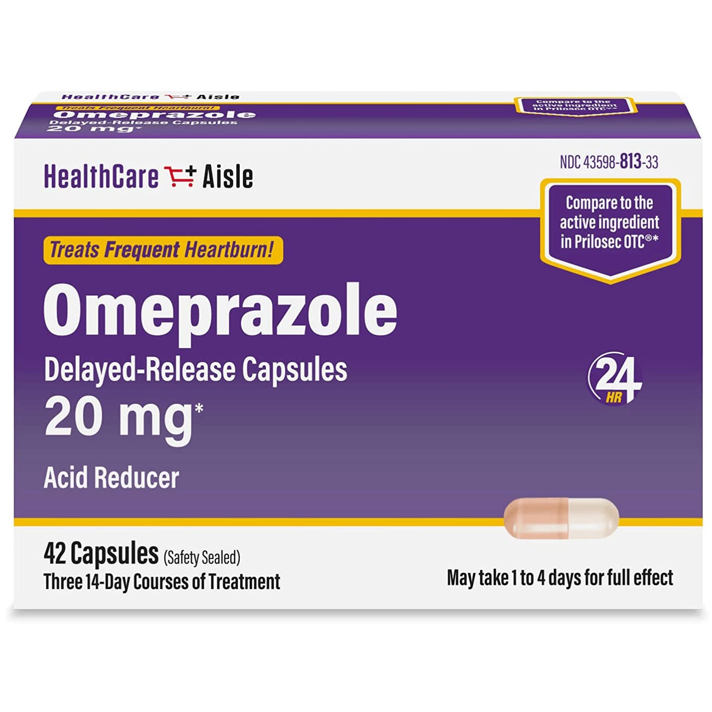 HealthCareAisle Omeprazole 20 mg, 42 Delayed-Release Capsules - Acid Reducer, Treats Frequent Heartburn, 42 Count (Pack of 1) - dailyvitalstore