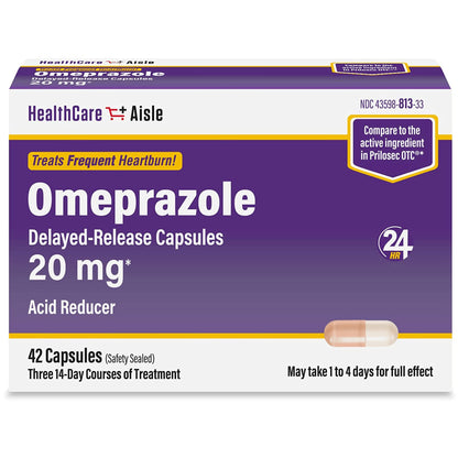 HealthCareAisle Omeprazole 20 mg, 42 Delayed-Release Capsules - Acid Reducer, Treats Frequent Heartburn, 42 Count (Pack of 1) - dailyvitalstore