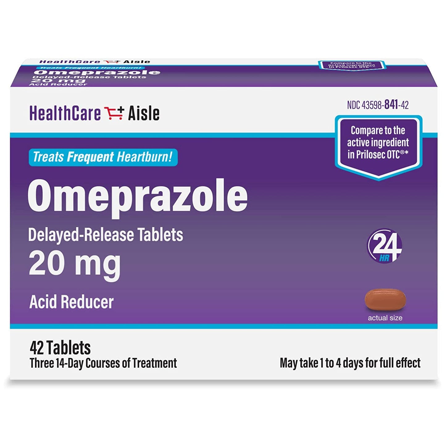 HealthCareAisle Omeprazole 20 mg - 42 Delayed-Release Tablets - Acid Reducer, Treats Frequent Heartburn - dailyvitalstore