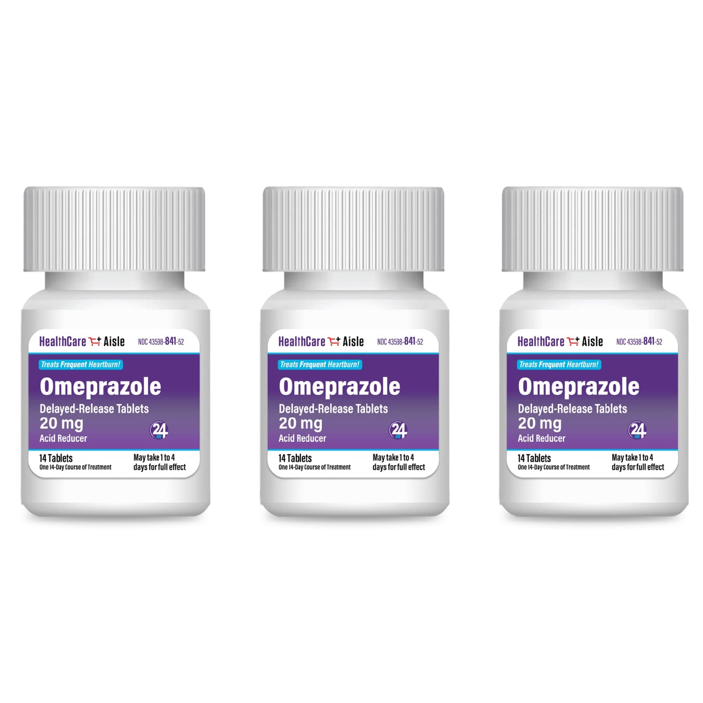 HealthCareAisle Omeprazole 20 mg - 42 Delayed-Release Tablets - Acid Reducer, Treats Frequent Heartburn - dailyvitalstore