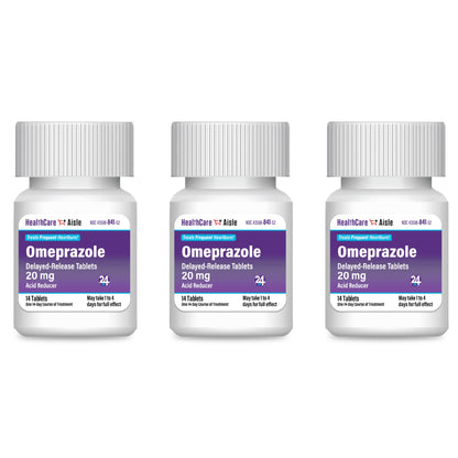 HealthCareAisle Omeprazole 20 mg - 42 Delayed-Release Tablets - Acid Reducer, Treats Frequent Heartburn - dailyvitalstore
