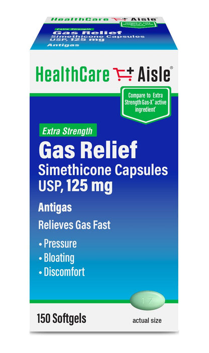 HealthCareAisle Simethicone Capsules 125 mg 150 ct - dailyvitalstore