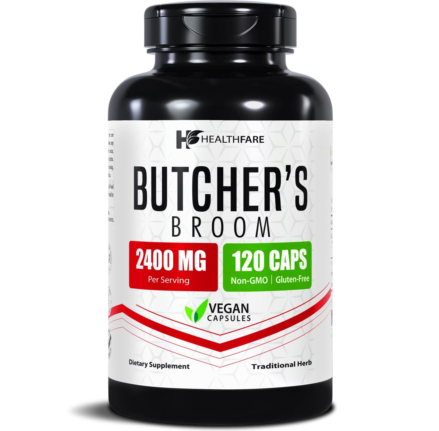 Healthfare Butchers Broom Supplement | Capsules Extract 2400mg | 120 Vegetarian Pills | Premium Herbal Root Supplement | Circulation & Vein Support | Non-GMO, Gluten-Free | Made in USA - dailyvitalstore