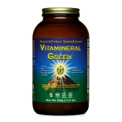 HEALTHFORCE SUPERFOODS Vitamineral Green - Mineral Supplement for Immune & Thyroid Support - Green Powder Supplement with Ingredients from The Land - Gluten-Free & Vegan - 500 Grams - dailyvitalstore