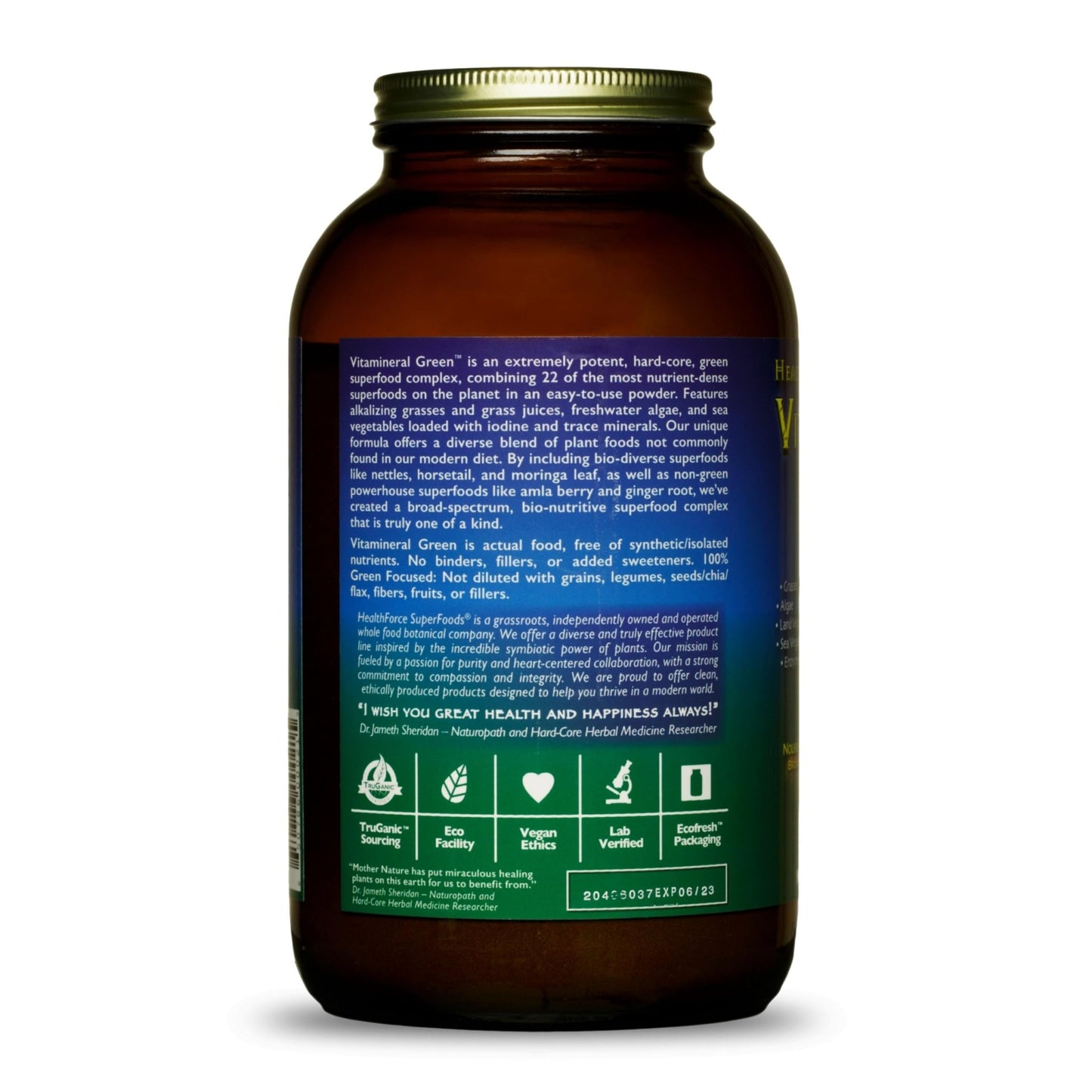 HEALTHFORCE SUPERFOODS Vitamineral Green - Mineral Supplement for Immune & Thyroid Support - Green Powder Supplement with Ingredients from The Land - Gluten-Free & Vegan - 500 Grams - dailyvitalstore