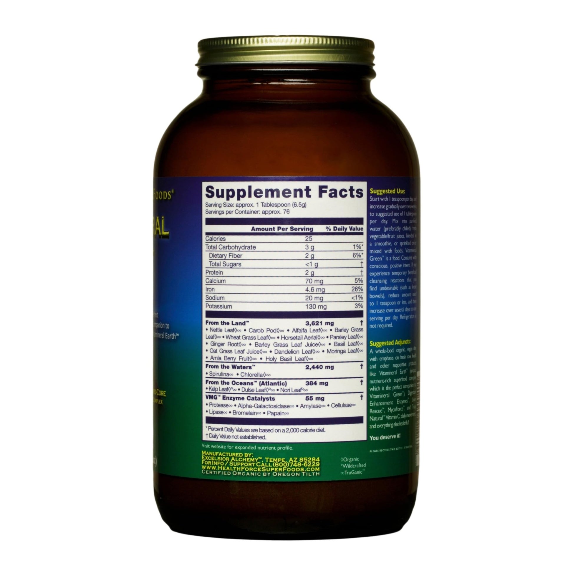HEALTHFORCE SUPERFOODS Vitamineral Green - Mineral Supplement for Immune & Thyroid Support - Green Powder Supplement with Ingredients from The Land - Gluten-Free & Vegan - 500 Grams - dailyvitalstore