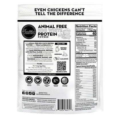 Healthier Comforts Animal-Free Egg White Protein Powder | Make Vegan Egg Omelets, Angel Food Cake, Meringue, Protein Shakes | Whips and Binds Just Like Traditional Egg Whites (8 oz) - dailyvitalstore