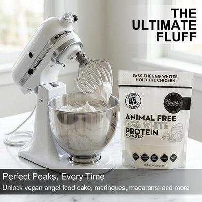 Healthier Comforts Animal-Free Egg White Protein Powder | Make Vegan Egg Omelets, Angel Food Cake, Meringue, Protein Shakes | Whips and Binds Just Like Traditional Egg Whites (8 oz) - dailyvitalstore