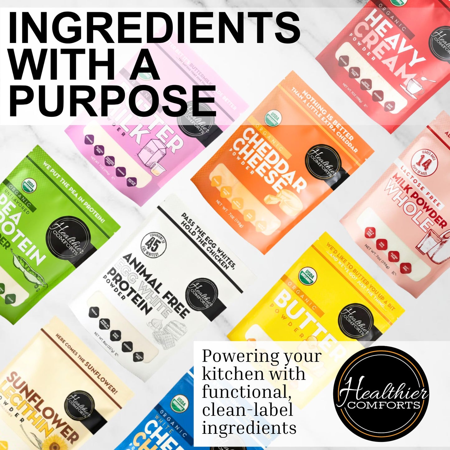 Healthier Comforts Animal-Free Egg White Protein Powder | Make Vegan Egg Omelets, Angel Food Cake, Meringue, Protein Shakes | Whips and Binds Just Like Traditional Egg Whites (8 oz) - dailyvitalstore