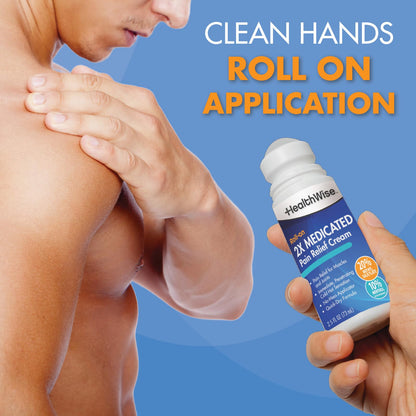 HealthWise 2X Medicated Roll-On | 10% Menthol + 20% Methyl Salicylate | Pain Relief Cream | 3 oz. 88.5 mL | Quick-Dry Formula | Immediate Penetrating Action | Topical Analgesic - dailyvitalstore