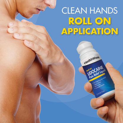 HealthWise 4% Lidocaine Roll-On | OTC Strength | Pain Relief Liquid | 2.5 oz. 73 mL | Non-Greasy, Unscented Formula | Topical Anesthetic - dailyvitalstore