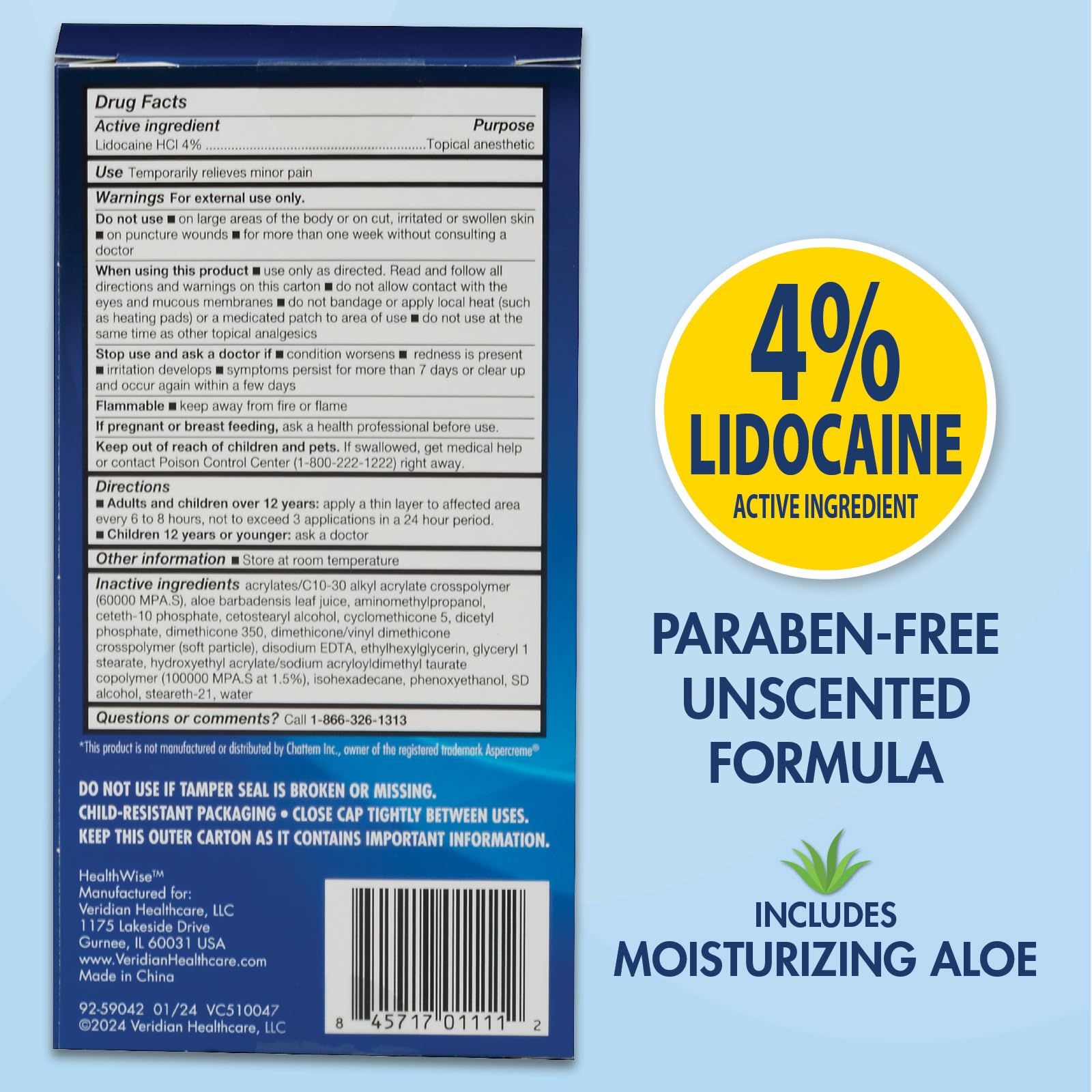 HealthWise 4% Lidocaine Roll-On | OTC Strength | Pain Relief Liquid | 2.5 oz. 73 mL | Non-Greasy, Unscented Formula | Topical Anesthetic - dailyvitalstore