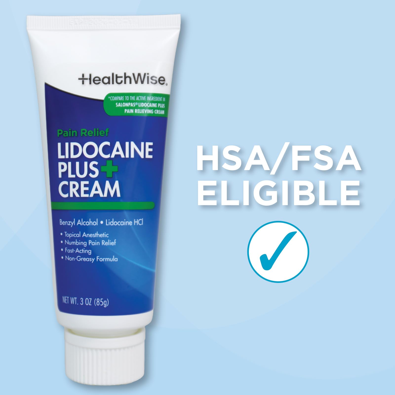 HealthWise Lidocaine Plus+ Cream | Numbs Away Pain | | Non-Greasy | 3.0 Oz | 4% OTC Lidocaine + 10% Benzyl Alcohol | Topical Anesthetic - dailyvitalstore
