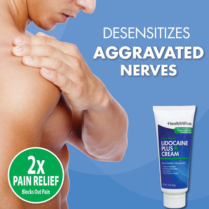 HealthWise Lidocaine Plus+ Cream | Numbs Away Pain | | Non-Greasy | 3.0 Oz | 4% OTC Lidocaine + 10% Benzyl Alcohol | Topical Anesthetic - dailyvitalstore