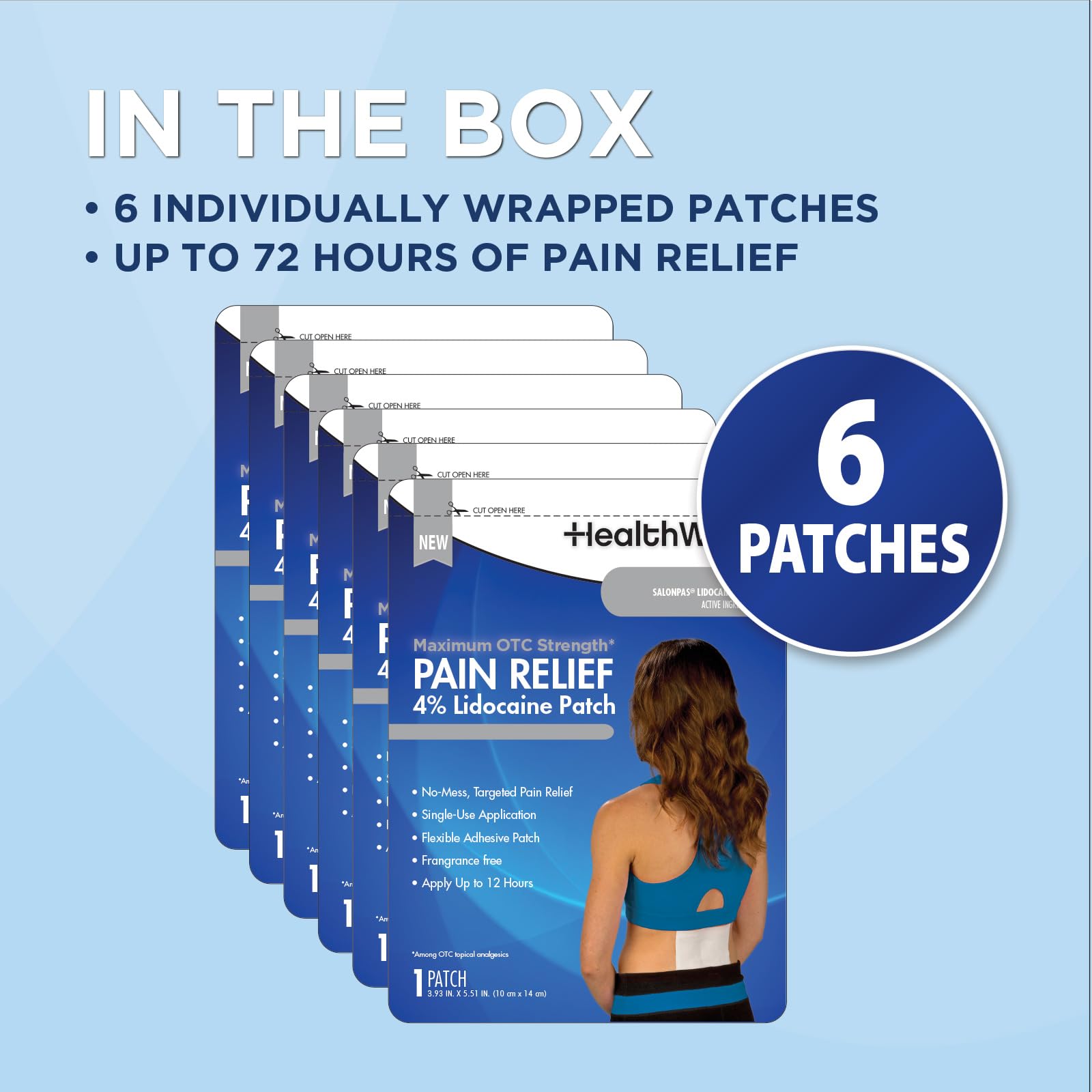 HealthWise Maximum Strength Pain Relief 4% Lidocaine Pain Relief Patch, Blue, (59-9116) - dailyvitalstore