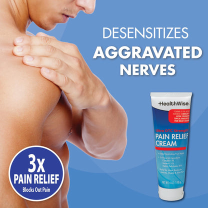 HealthWise Pain Relief Cream | Ultra OTC Strength | 4% Camphor + 10% Menthol + 30% Methly Saliclylate | Non-Greasy Formula | 4.0 Oz | Topical Analgesic - dailyvitalstore
